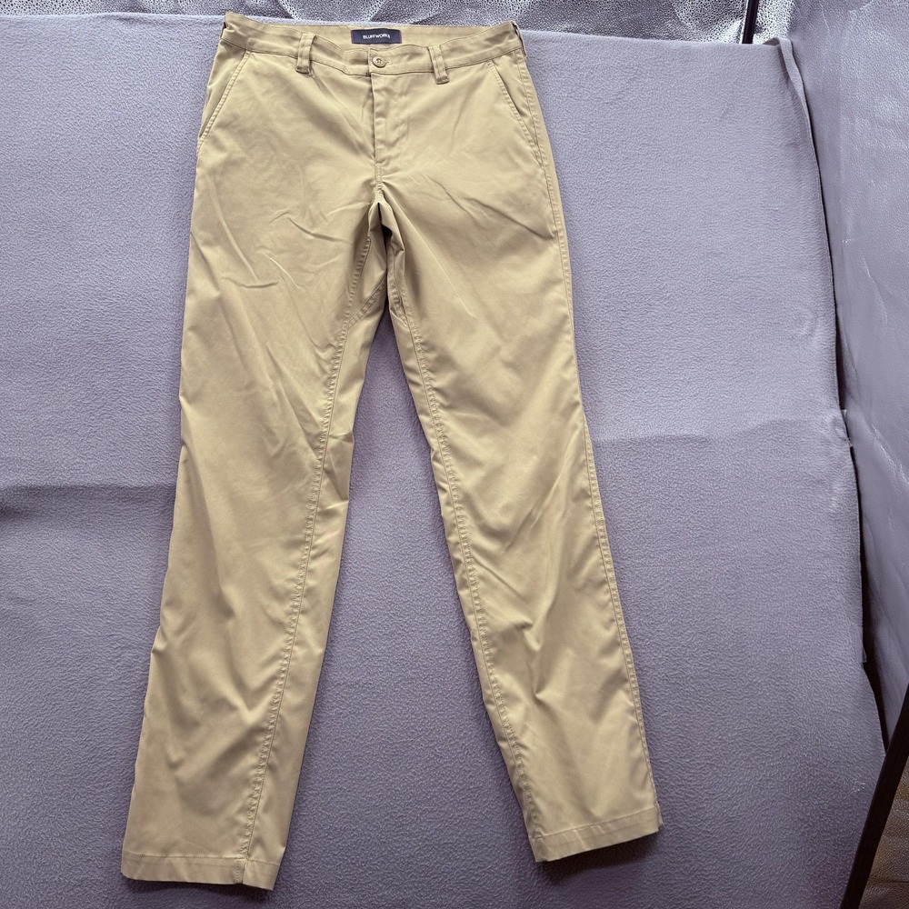 Bluffworks Pants Mens 31x34 (Fit 30/33) Beige Ascender Regular Fit Travel Chino